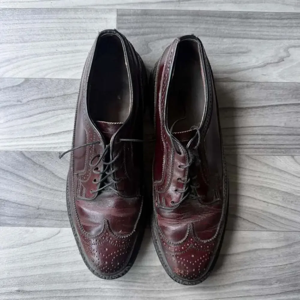 Claiborne Vintage Burgundy Leather Wingtip Oxford Dress Shoes
